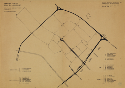 214197 Plattegrond van de wijk Overvecht Noord te Utrecht; het terrein tussen de Karl Marxdreef / Einsteindreef / Vecht ...